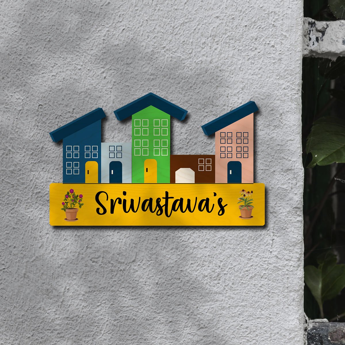 Golden Name Plate – Mini Houses Family Street Design - Sblossom