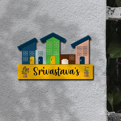 Golden Name Plate – Mini Houses Family Street Design - Sblossom