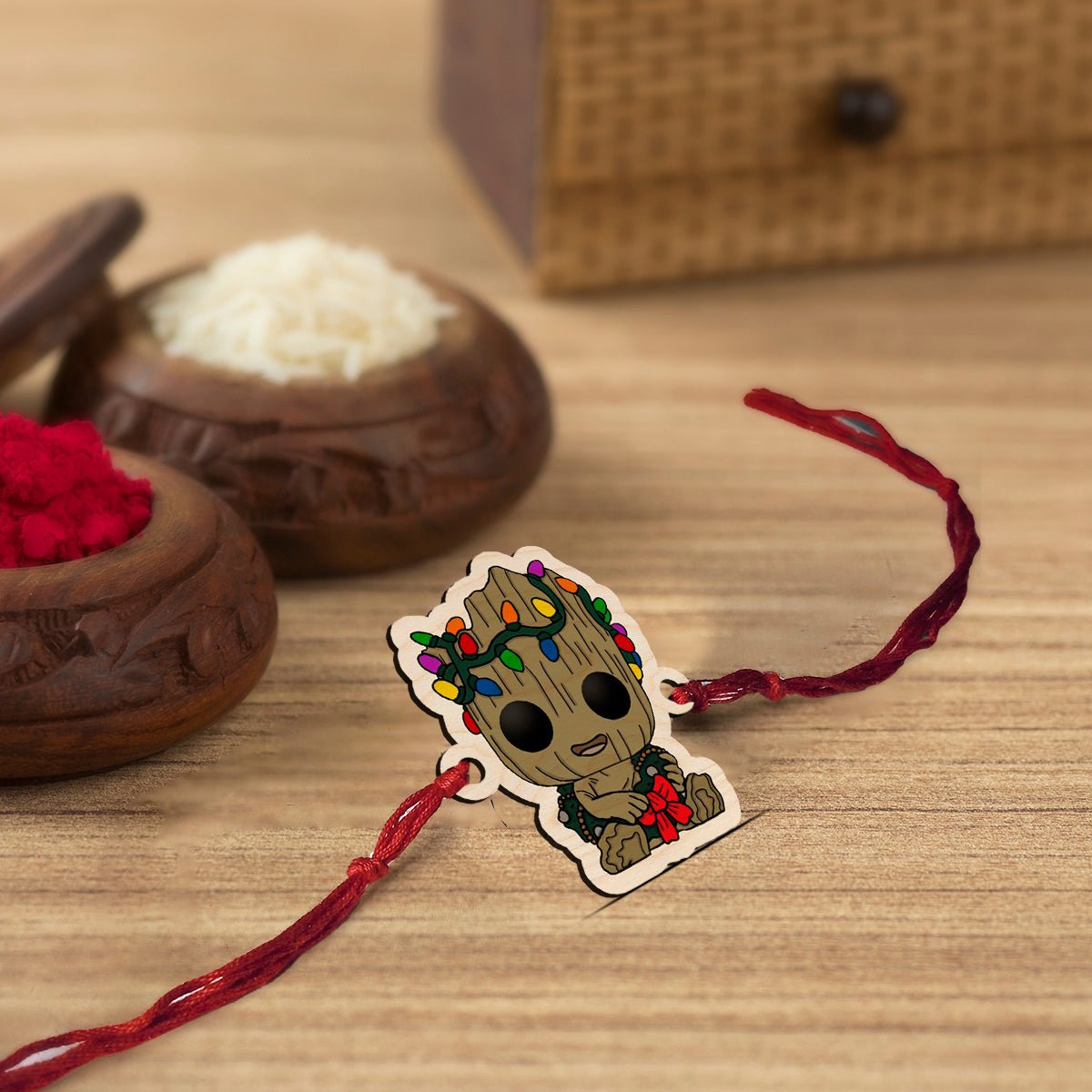 Groot Kids Rakhi – Wooden Marvel Cartoon for Brother - Sblossom