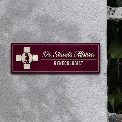 Gynecologist Name Board – Maroon Mother Emblem in 3D - Sblossom