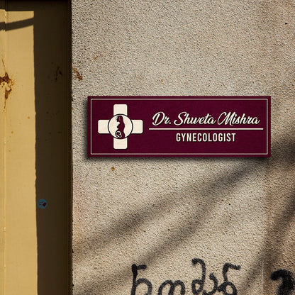 Gynecologist Name Board – Maroon Mother Emblem in 3D - Sblossom