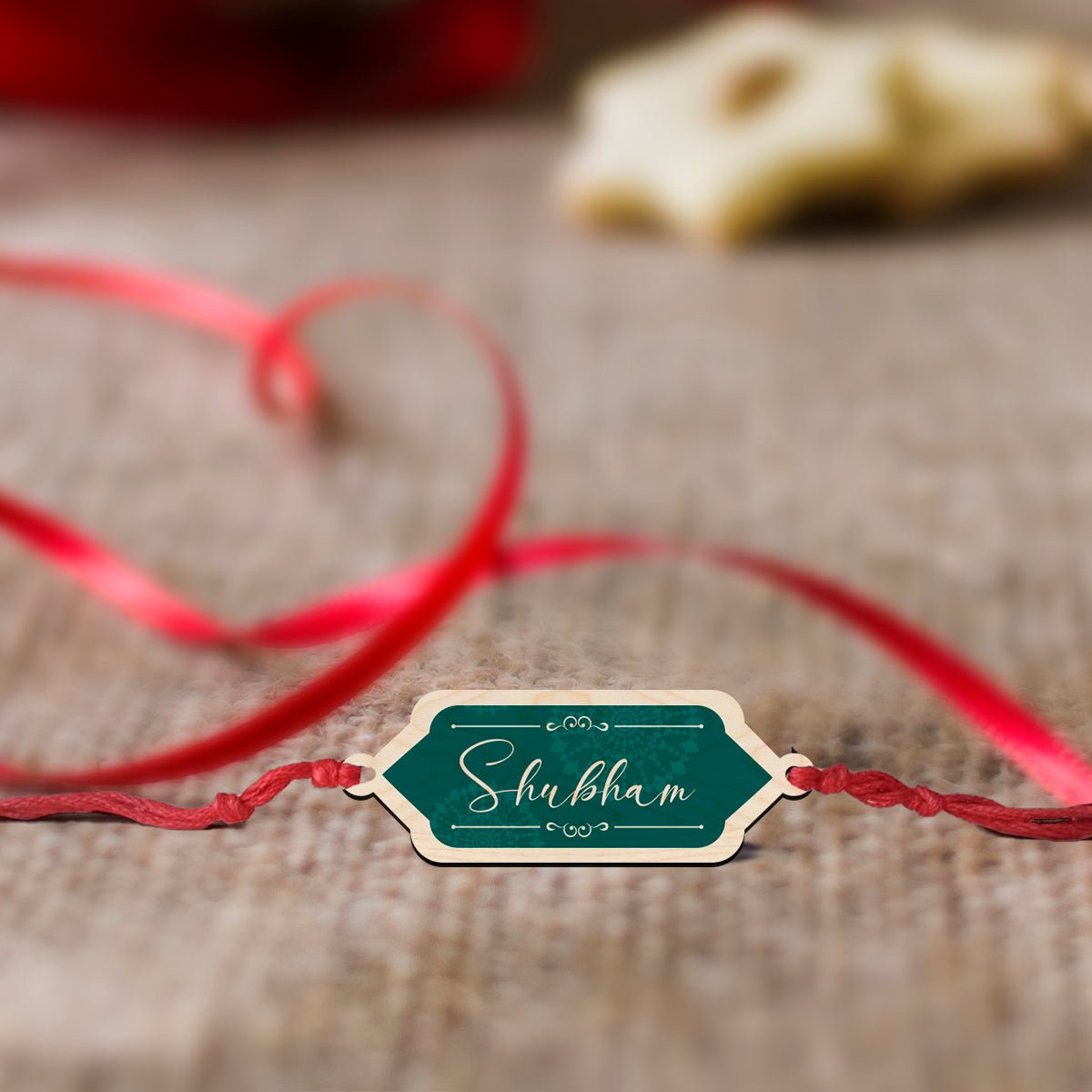 Handcrafted Name Rakhi – Slim Wooden Custom for Brother - Sblossom