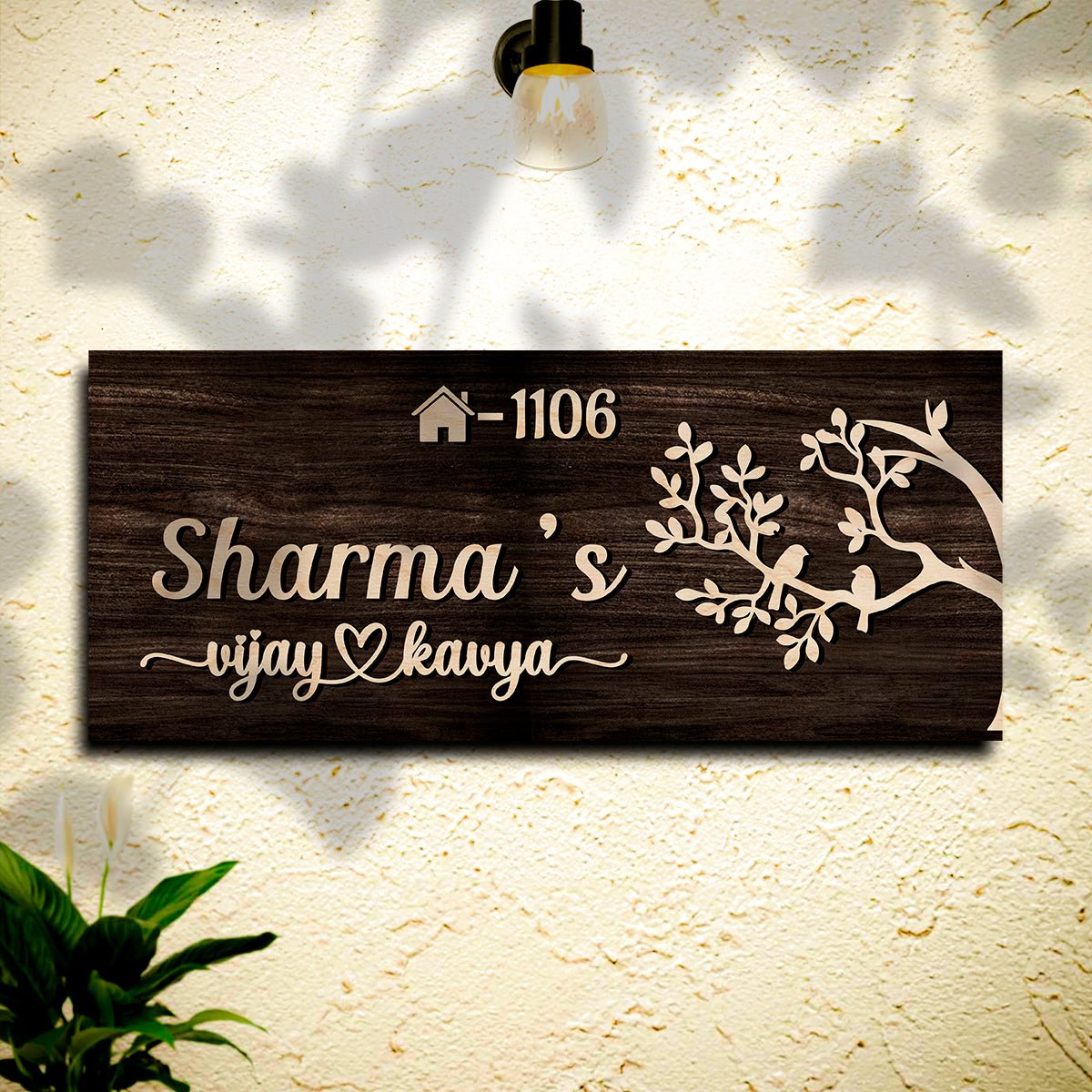 Handmade Nameplate Design – Couple with Birds in 3D - Sblossom