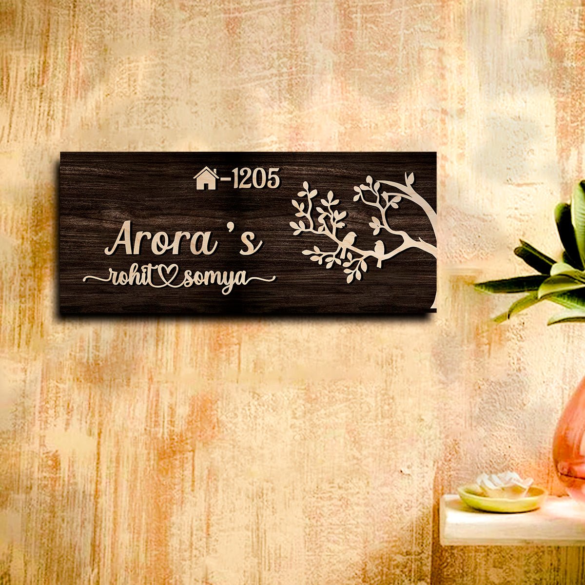 Handmade Nameplate Design – Couple with Birds in 3D - Sblossom