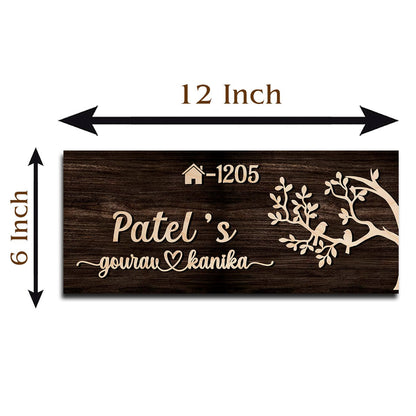 Handmade Nameplate Design – Couple with Birds in 3D - Sblossom