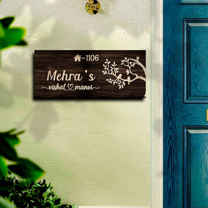 Handmade Nameplate Design – Couple with Birds in 3D - Sblossom