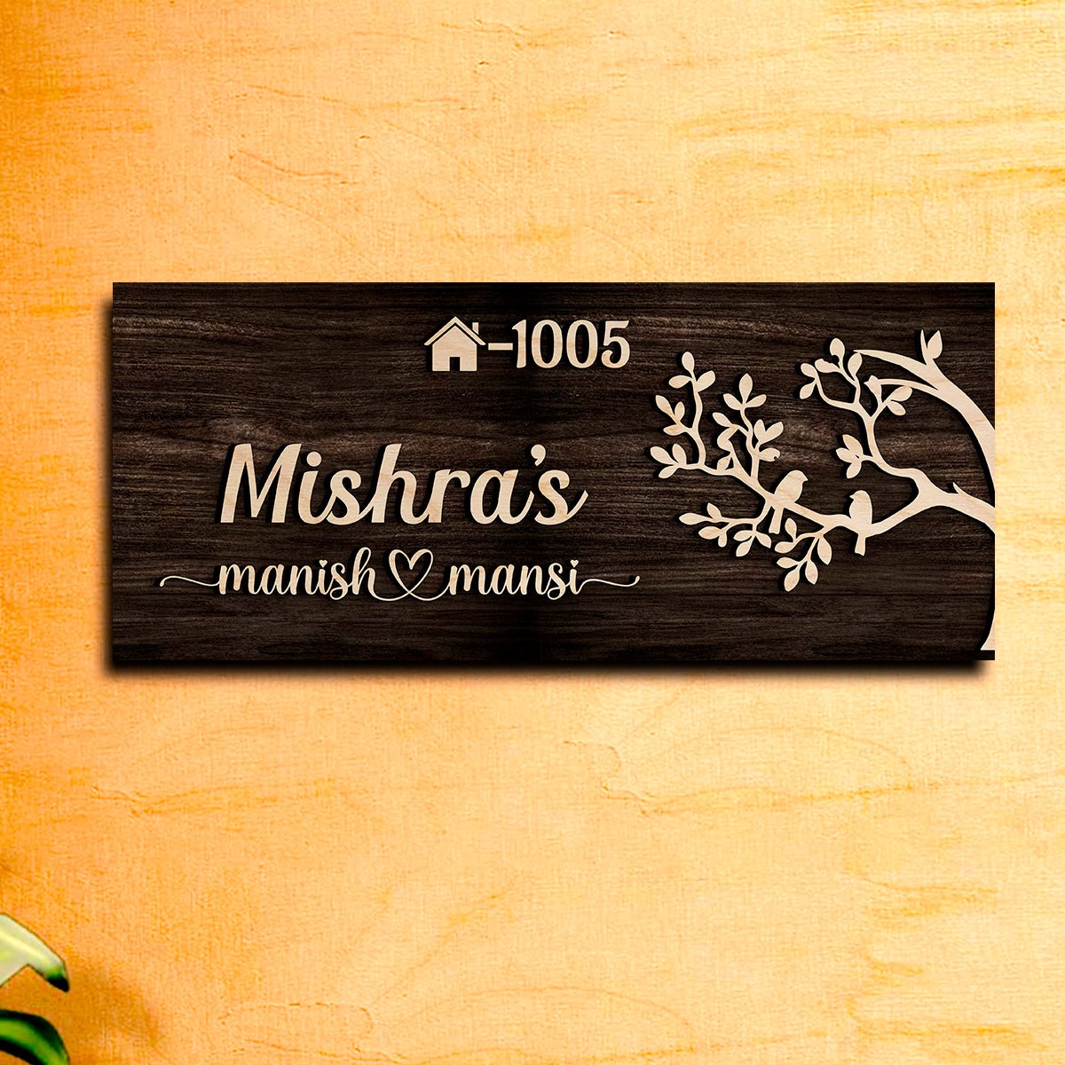 Handmade Nameplate Design – Couple with Birds in 3D - Sblossom