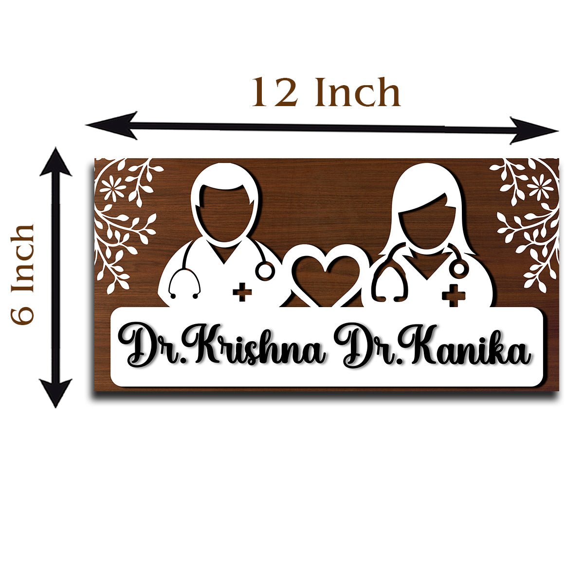 Handmade Wooden Name Plate – Doctor Couple in 3D - Sblossom