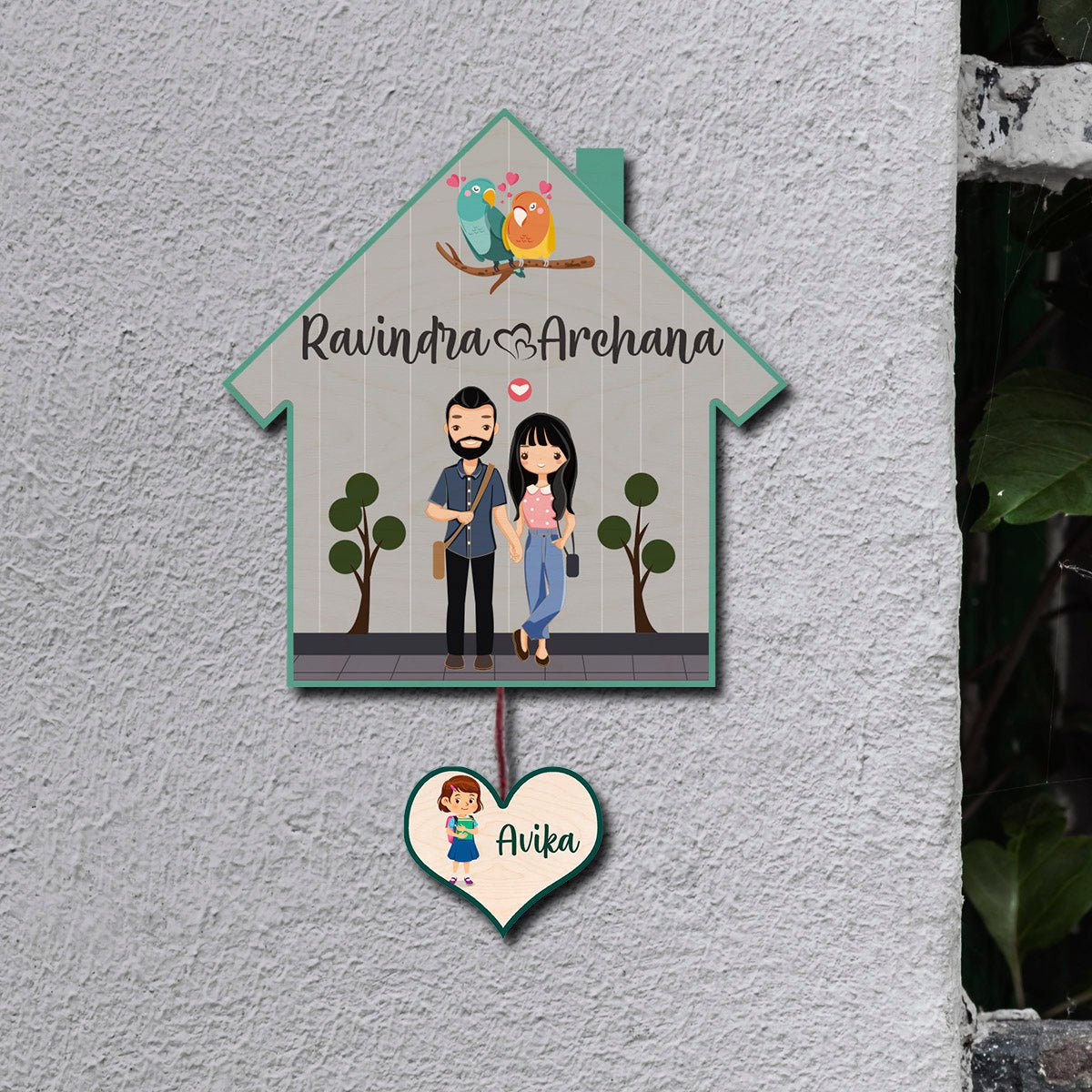 Hanging Name Board – Heart Shape for Home Door - Sblossom