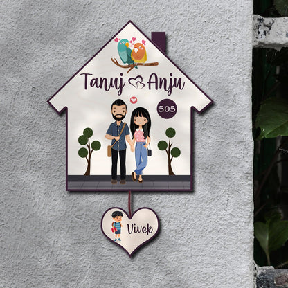 Hanging Name Board – Heart Shape for Home Door - Sblossom