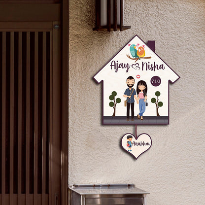 Hanging Name Board – Heart Shape for Home Door - Sblossom