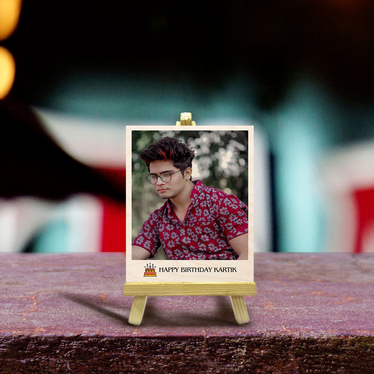 Happy Birthday Wood Print with Stand – Personalized Photo - Sblossom