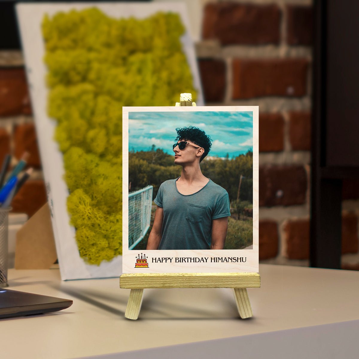Happy Birthday Wood Print with Stand – Personalized Photo - Sblossom
