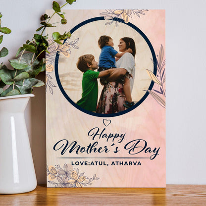 Happy Mom Wood Print – Personalized Photo for Mother's Day - Sblossom