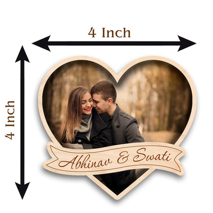Heart Banner Couple Magnet – Personalized Photo Wood - Sblossom