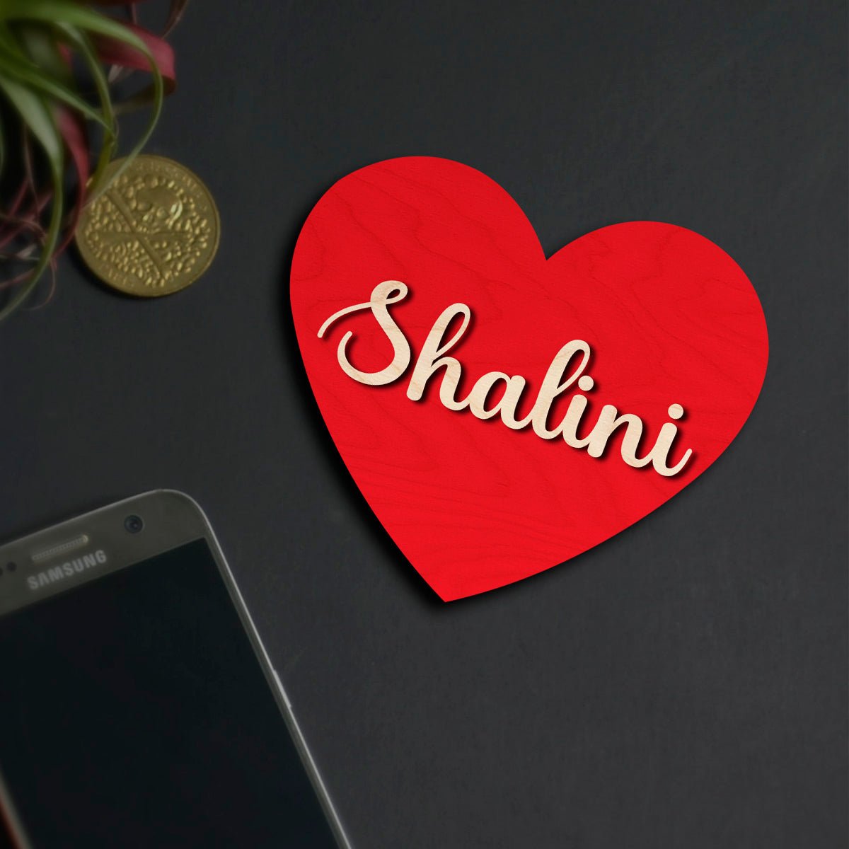 Heart Cutout Name Magnet – 3D Personalized Print Wood - Sblossom