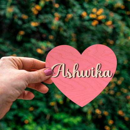 Heart Cutout Name Magnet – 3D Personalized Print Wood - Sblossom