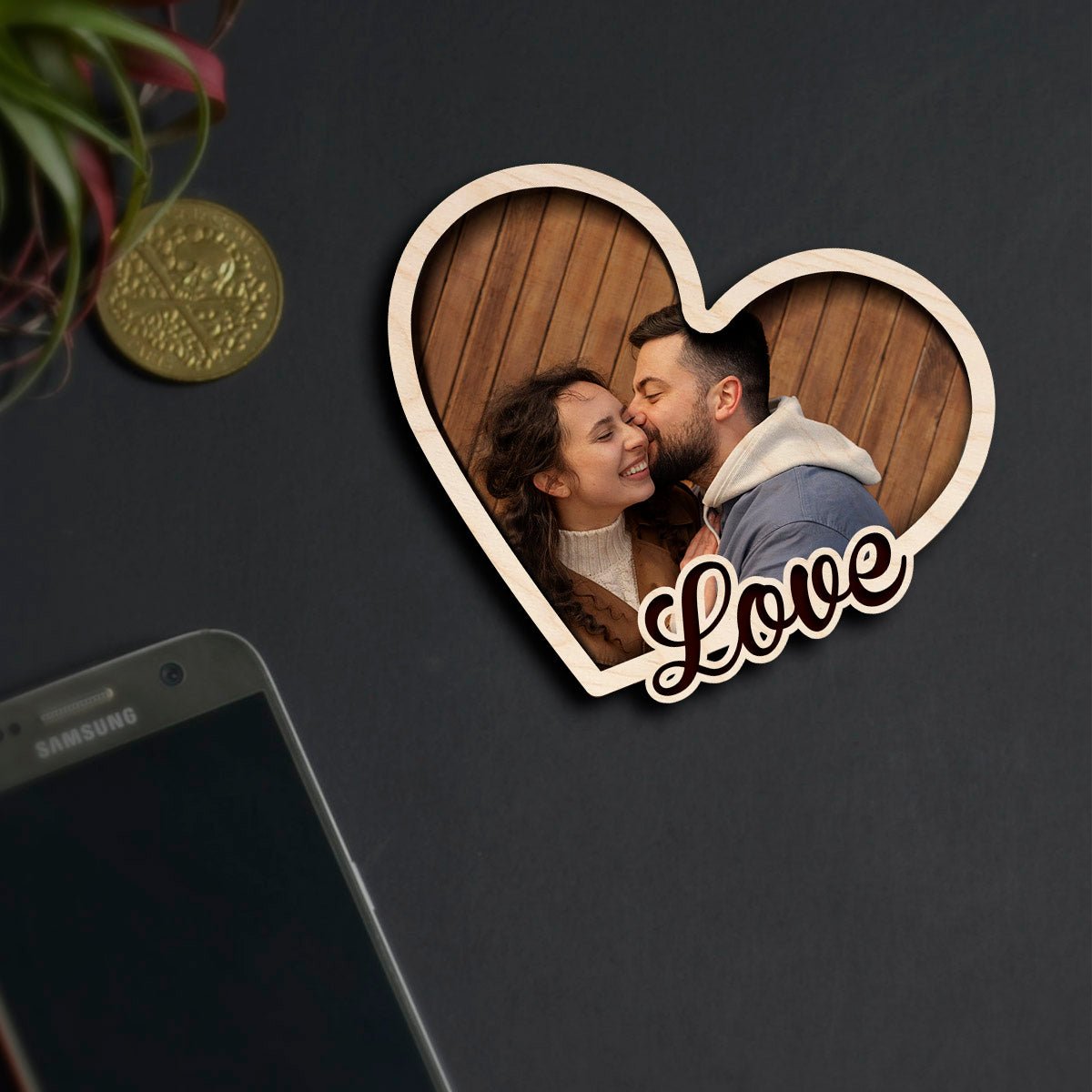 Heart Photo Fridge Magnet – 3D Personalized Print Wood - Sblossom