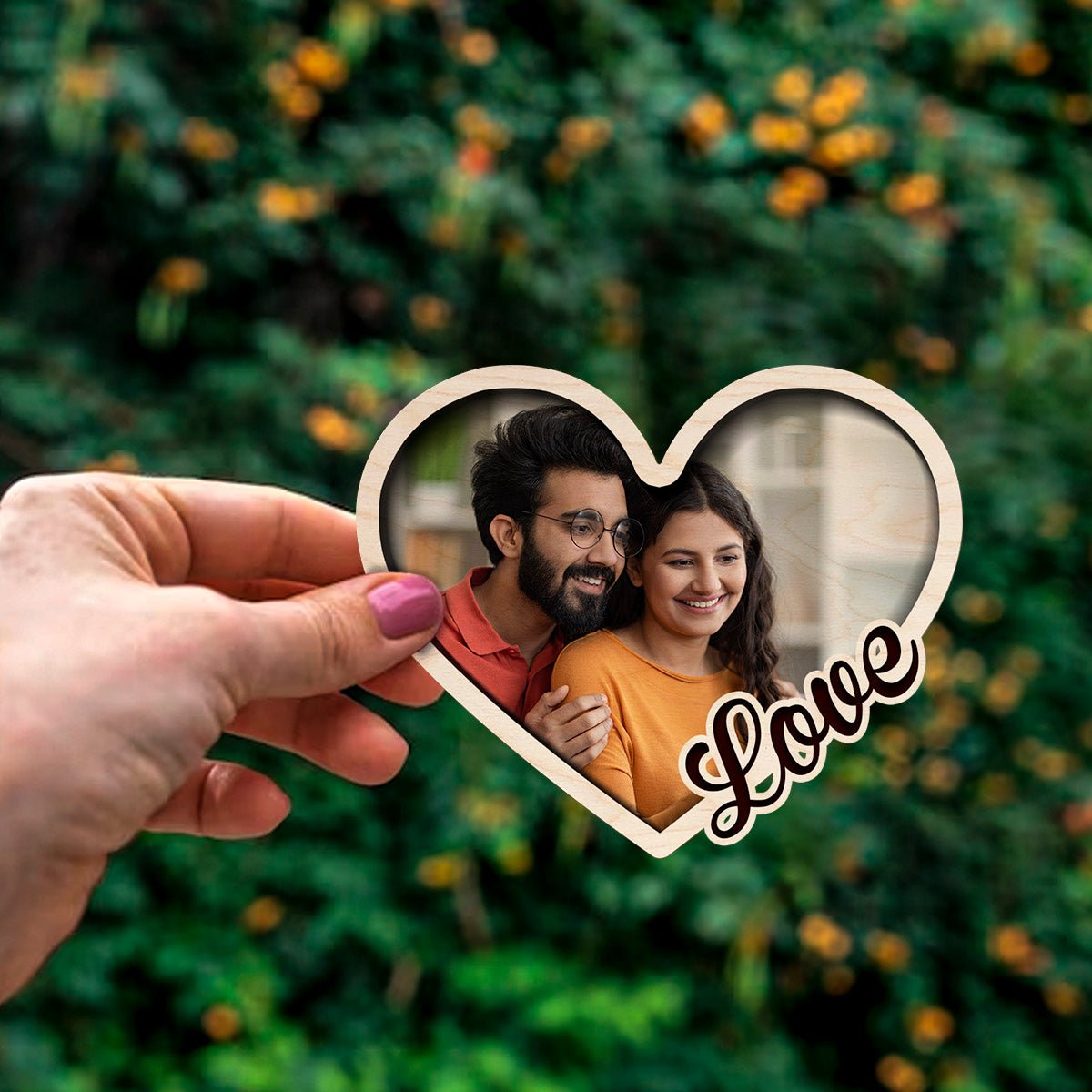 Heart Photo Fridge Magnet – 3D Personalized Print Wood - Sblossom