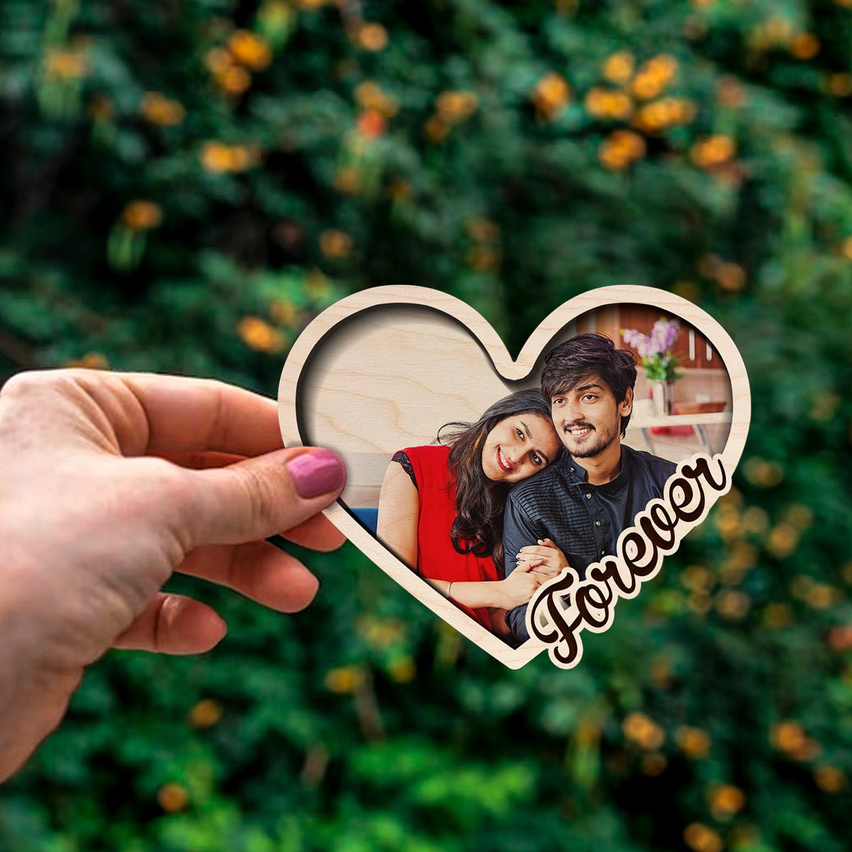 Heart Photo Fridge Magnet – 3D Personalized Print Wood - Sblossom
