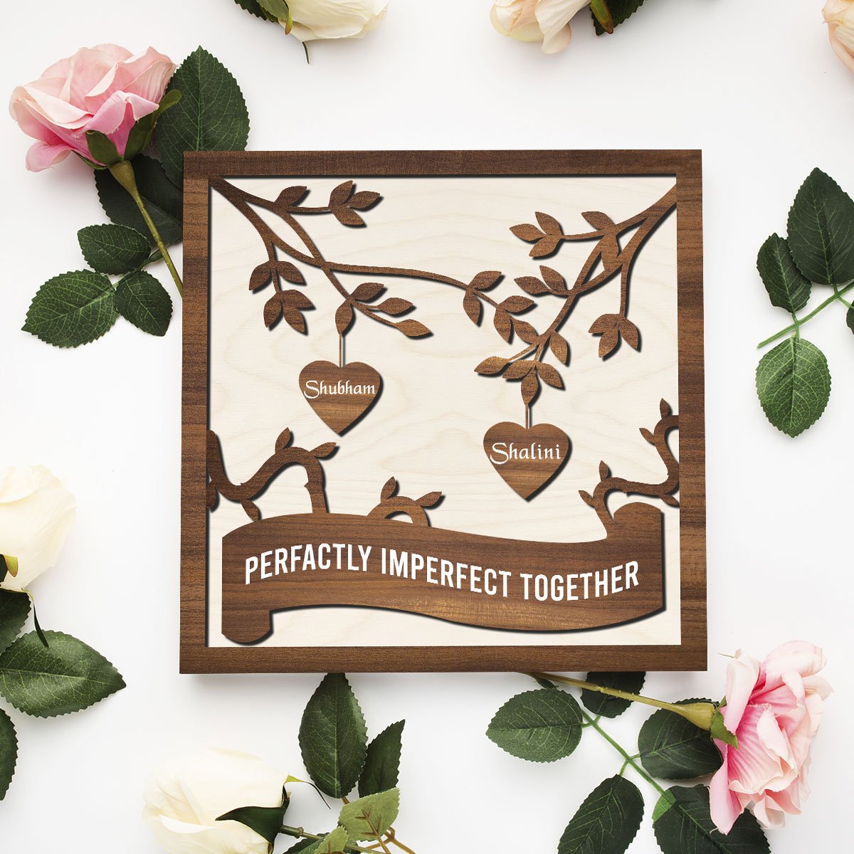Heart Sign Wood Print – Personalized Couple Names - Sblossom