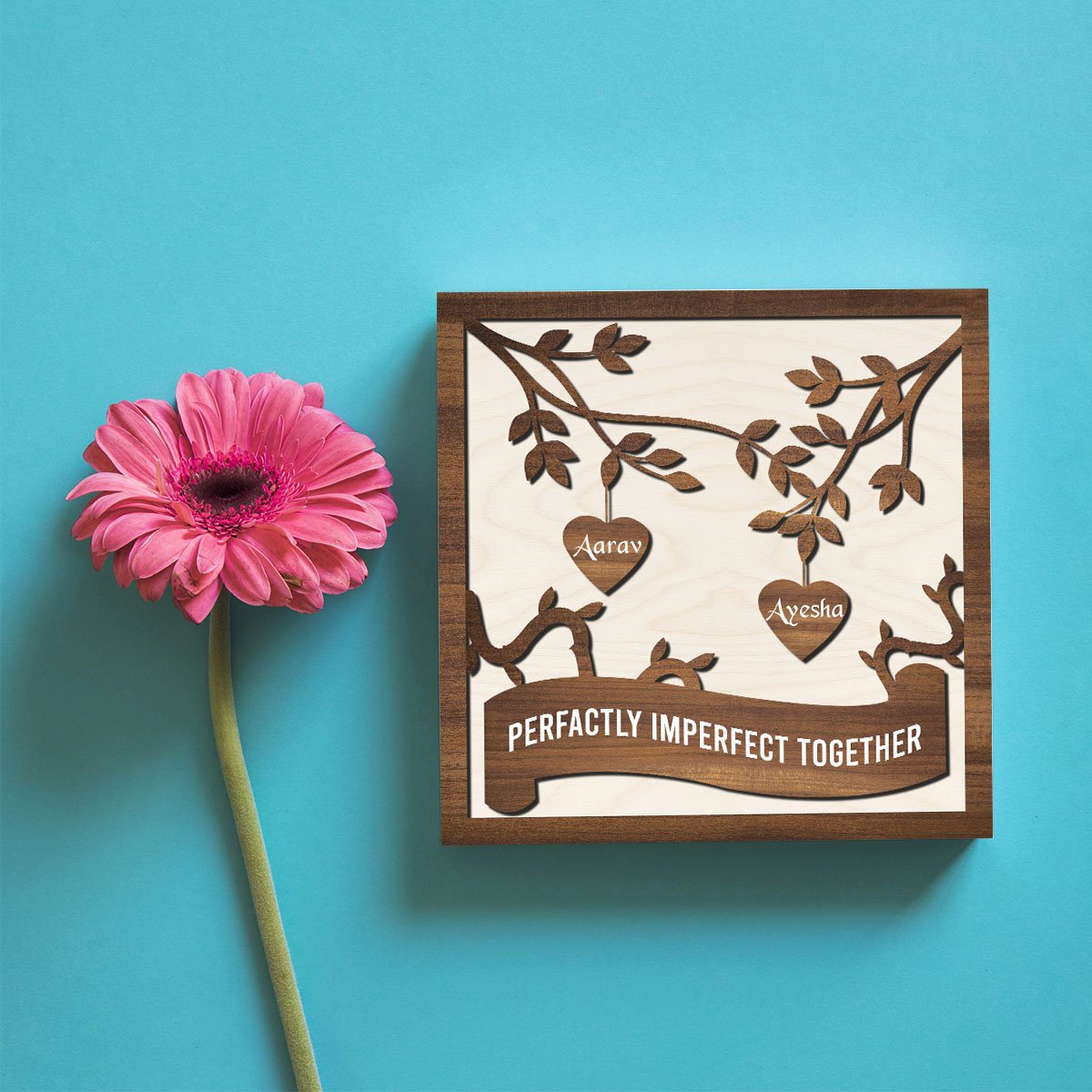 Heart Sign Wood Print – Personalized Couple Names - Sblossom