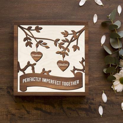 Heart Sign Wood Print – Personalized Couple Names - Sblossom