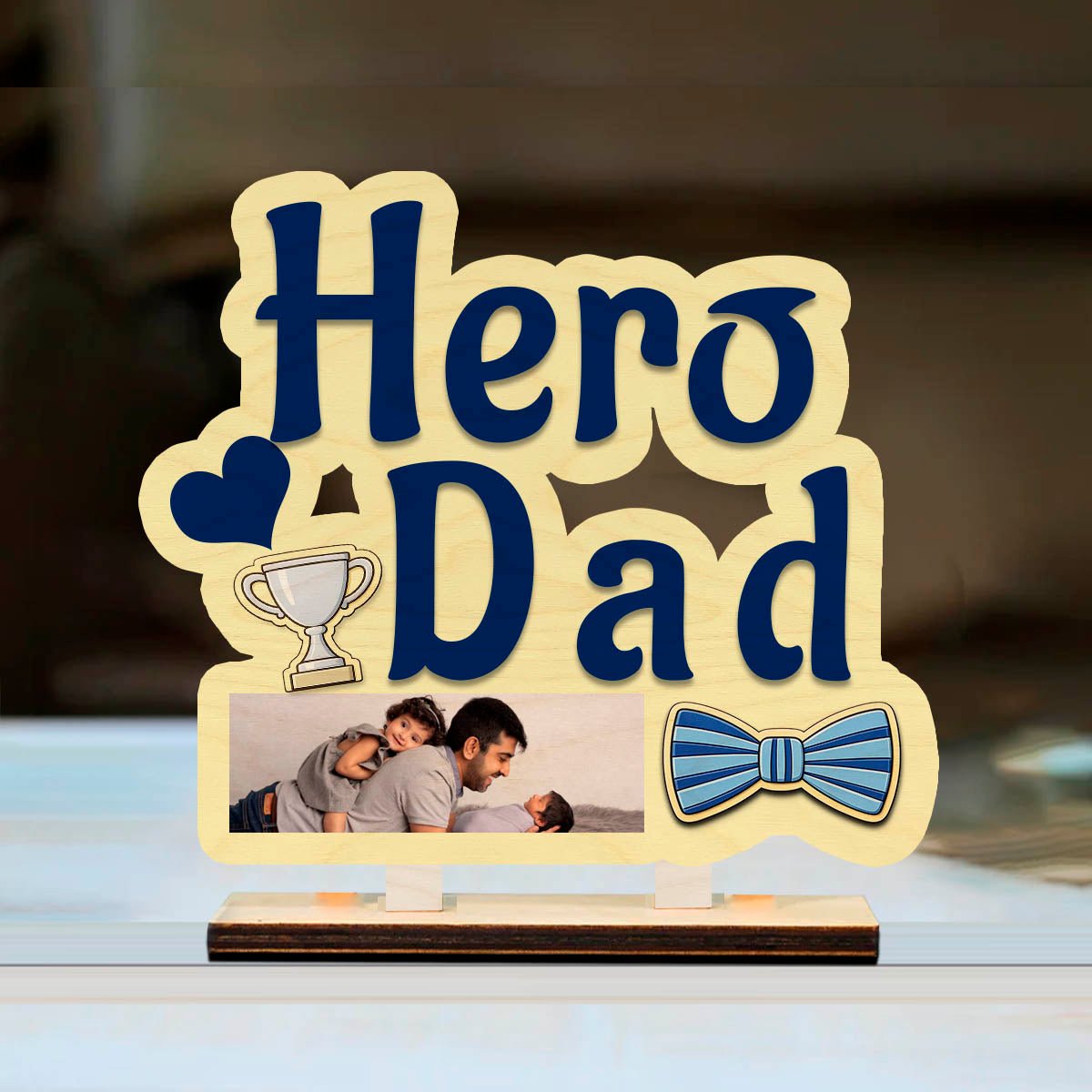 Hero Dad Table Top – Personalized Photo for Father Wood - Sblossom