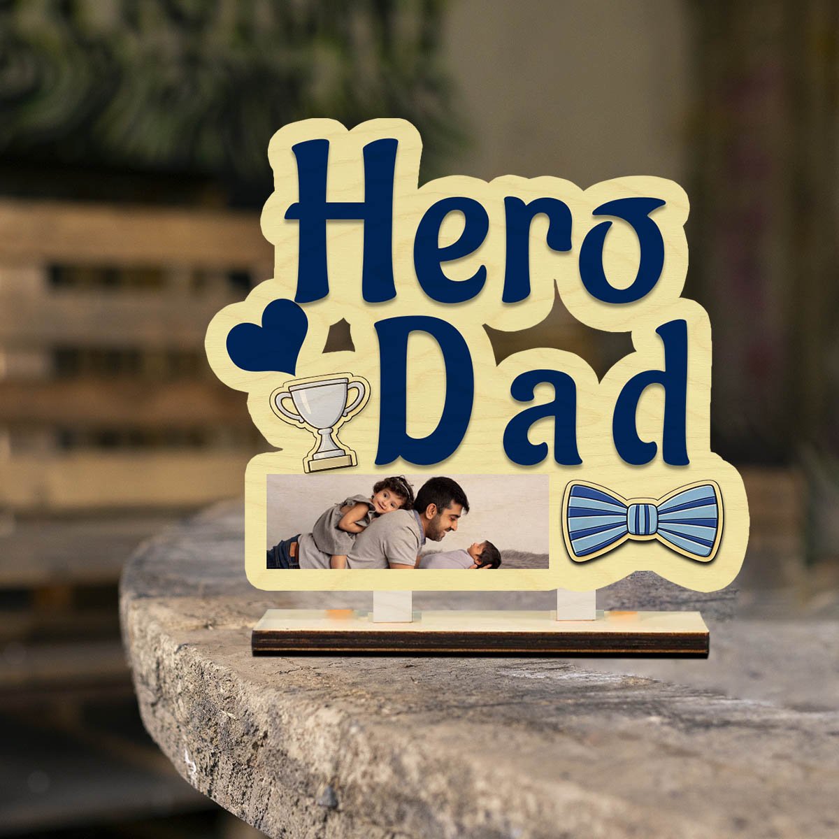 Hero Dad Table Top – Personalized Photo for Father Wood - Sblossom