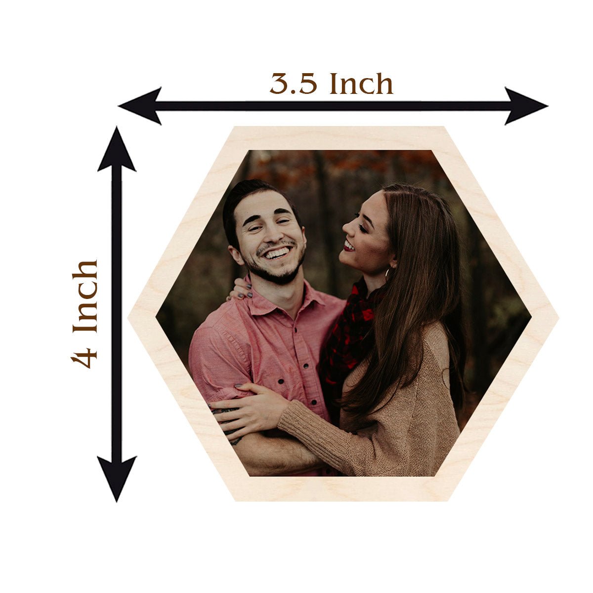Hexagon Couple Photo Magnet – Personalized Print Wood - Sblossom