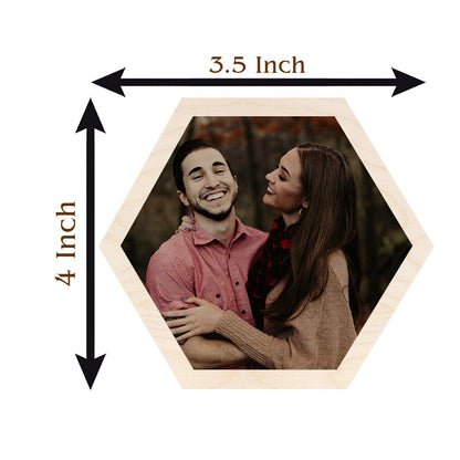 Hexagon Couple Photo Magnet – Personalized Print Wood - Sblossom