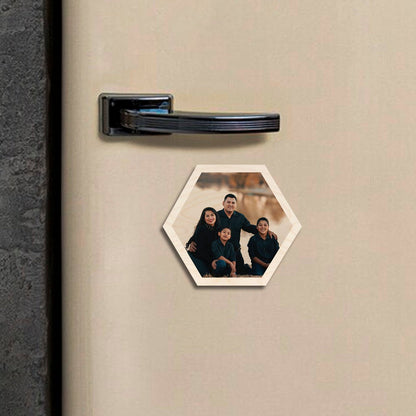Hexagon Couple Photo Magnet – Personalized Print Wood - Sblossom