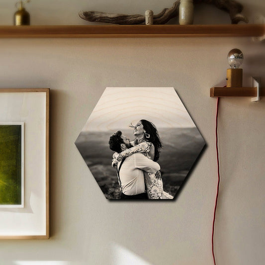 Hexagon Shape Photo Print on Wood – Personalized Pictures - Sblossom