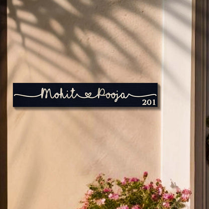 Home Name Plate Design 3D – Slim Wooden Couple Strip - Sblossom
