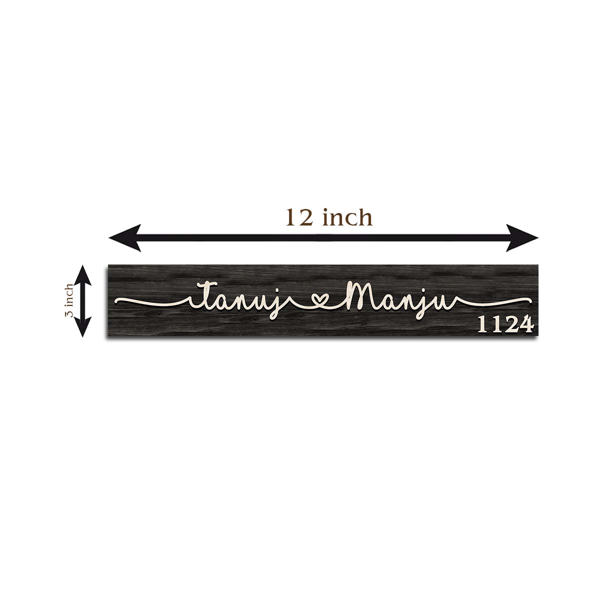 Home Name Plate Design 3D – Slim Wooden Couple Strip - Sblossom