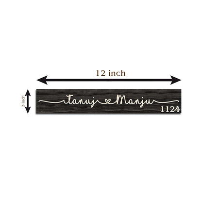 Home Name Plate Design 3D – Slim Wooden Couple Strip - Sblossom