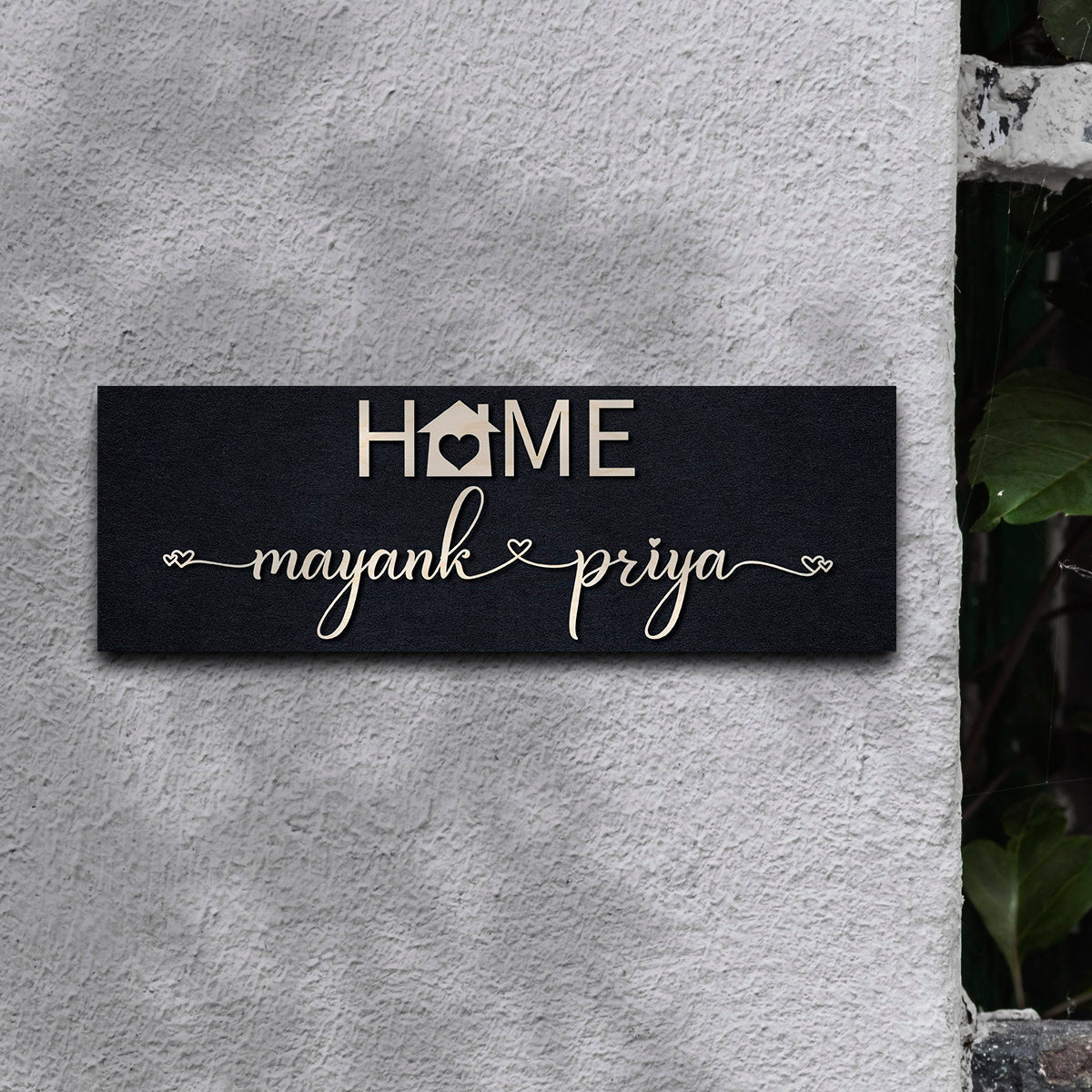 House Heart Couple Name Plate – Black HOME in 3D - Sblossom