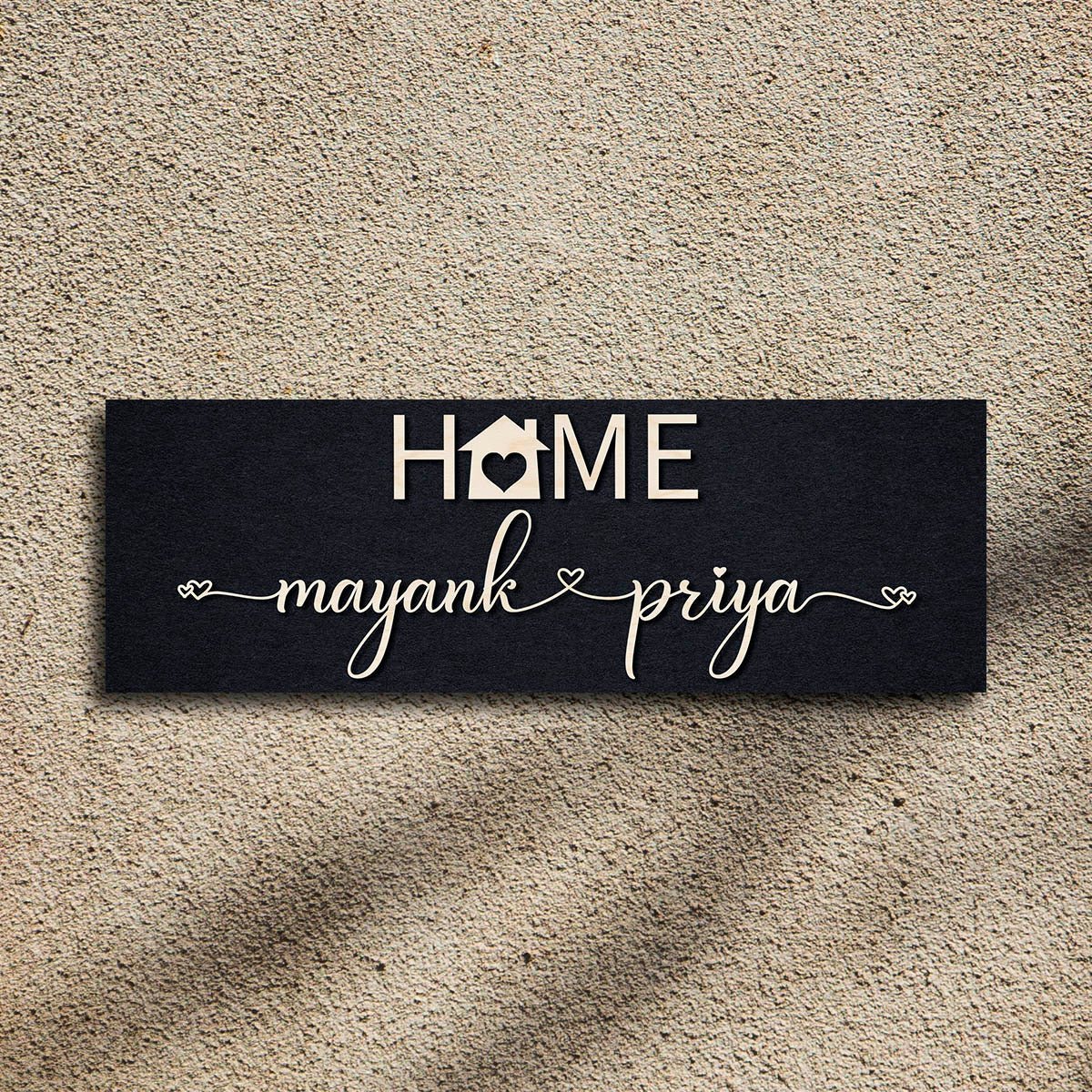 House Heart Couple Name Plate – Black HOME in 3D - Sblossom