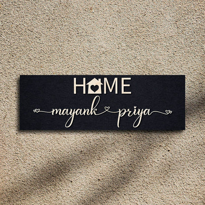House Heart Couple Name Plate – Black HOME in 3D - Sblossom