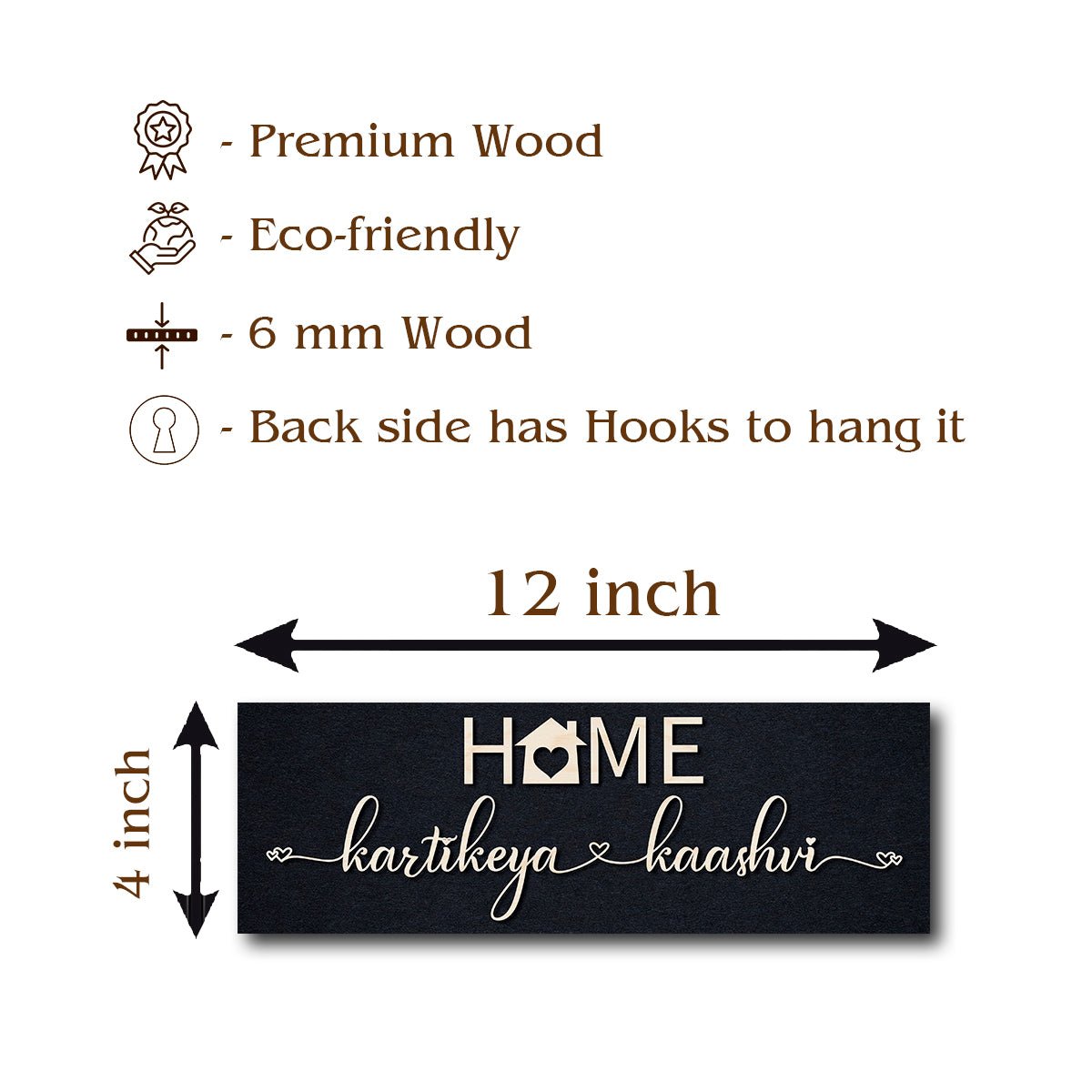 House Heart Couple Name Plate – Black HOME in 3D - Sblossom