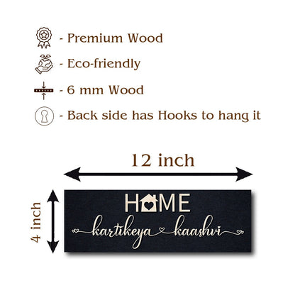 House Heart Couple Name Plate – Black HOME in 3D - Sblossom