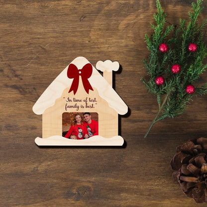 House Shape Christmas Magnet – Family Photo Wood Design - Sblossom
