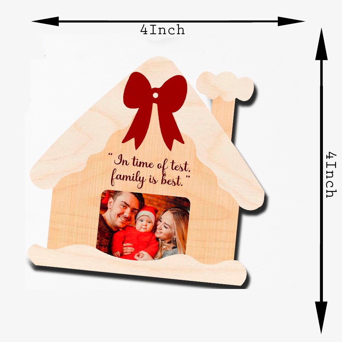 House Shape Christmas Magnet – Family Photo Wood Design - Sblossom