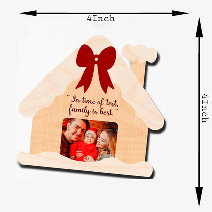 House Shape Christmas Magnet – Family Photo Wood Design - Sblossom