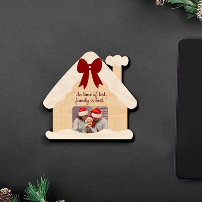 House Shape Christmas Magnet – Family Photo Wood Design - Sblossom