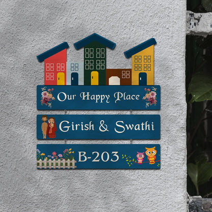 House Shape Couple Name Plate – Hanging Houses Panel - Sblossom