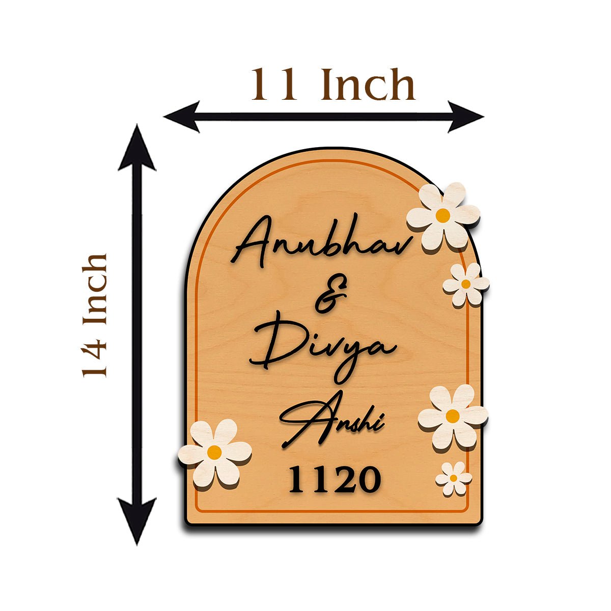 House Wooden Name Plate Design – Daisy & House Icon 3D - Sblossom
