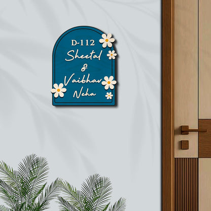 House Wooden Name Plate Design – Daisy & House Icon 3D - Sblossom
