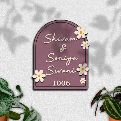 House Wooden Name Plate Design – Daisy & House Icon 3D - Sblossom