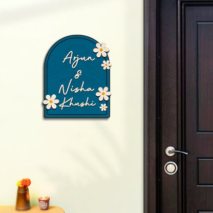 House Wooden Name Plate Design – Daisy & House Icon 3D - Sblossom